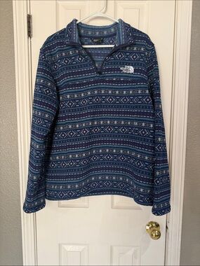 The North Face Men's Tsillan 1/4 Zip Sweatshirt - Navy Fair Isle size Large